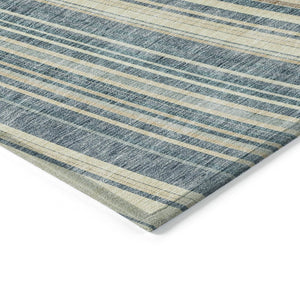 HomeRoots 5' Coastal-Inspired Sky Blue and Beige Striped Area Rug for Indoor and Outdoor Spaces, Washable & Durable 5' X 8' 615008