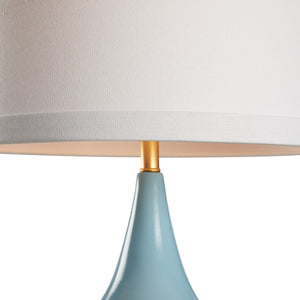 Wildwood Whitney Sculptural Table Lamp With Glossy Ceramic Double-Gourd, Antique Gold Base, Warm Ambient Glow Blue 61501