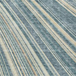 HomeRoots 5' Coastal-Inspired Sky Blue and Beige Striped Area Rug for Indoor and Outdoor Spaces, Washable & Durable 8' X 10' 615010