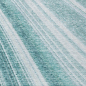 HomeRoots 5' Striped Teal Blue Area Rug - Vibrant Coastal Design for Indoor/Outdoor Use, Machine Washable Durability 5' X 8' 615014