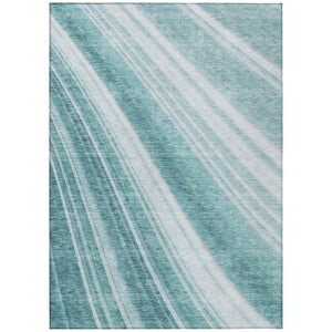 HomeRoots 5' Striped Teal Blue Area Rug - Vibrant Coastal Design for Indoor/Outdoor Use, Machine Washable Durability 8' X 10' 615016
