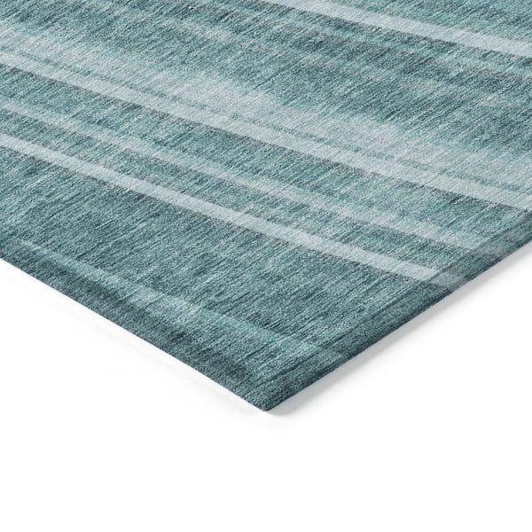 HomeRoots 5' Striped Teal Blue Area Rug - Vibrant Coastal Design for Indoor/Outdoor Use, Machine Washable Durability 8' X 10' 615016