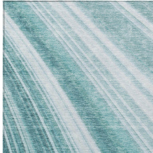 HomeRoots 5' Striped Teal Blue Area Rug - Vibrant Coastal Design for Indoor/Outdoor Use, Machine Washable Durability 8' X 10' 615016