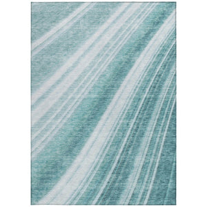 HomeRoots 5' Striped Teal Blue Area Rug - Vibrant Coastal Design for Indoor/Outdoor Use, Machine Washable Durability 10' X 14' 615018