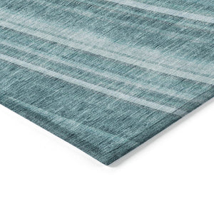 HomeRoots 5' Striped Teal Blue Area Rug - Vibrant Coastal Design for Indoor/Outdoor Use, Machine Washable Durability 10' X 14' 615018