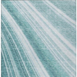HomeRoots 5' Striped Teal Blue Area Rug - Vibrant Coastal Design for Indoor/Outdoor Use, Machine Washable Durability 10' X 14' 615018