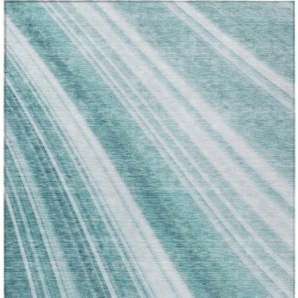 HomeRoots 5' Striped Teal Blue Area Rug - Vibrant Coastal Design for Indoor/Outdoor Use, Machine Washable Durability 10' X 14' 615018