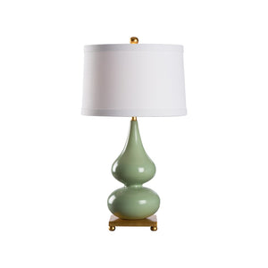 Wildwood Whitney Sculptural Table Lamp With Glossy Ceramic Double-Gourd, Antique Gold Base, Warm Ambient Glow Green 61502