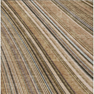 HomeRoots 5' Stylish Taupe Beige and Brown Striped Washable Area Rug for Indoor and Outdoor Versatility 5' X 8' 615020