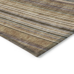 HomeRoots 5' Stylish Taupe Beige and Brown Striped Washable Area Rug for Indoor and Outdoor Versatility 5' X 8' 615020