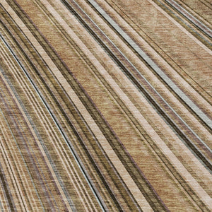 HomeRoots 5' Stylish Taupe Beige and Brown Striped Washable Area Rug for Indoor and Outdoor Versatility 5' X 8' 615020