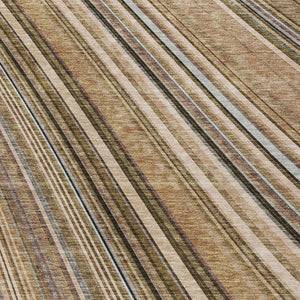 HomeRoots 5' Stylish Taupe Beige and Brown Striped Washable Area Rug for Indoor and Outdoor Versatility 8' X 10' 615022