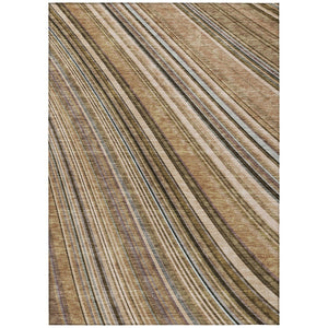 HomeRoots 5' Stylish Taupe Beige and Brown Striped Washable Area Rug for Indoor and Outdoor Versatility 10' X 14' 615024