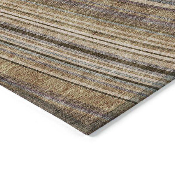 HomeRoots 5' Stylish Taupe Beige and Brown Striped Washable Area Rug for Indoor and Outdoor Versatility 10' X 14' 615024