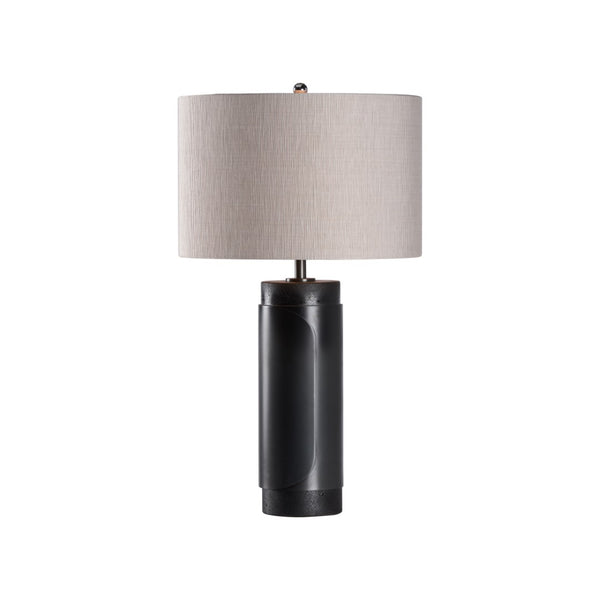 Wildwood Bridgeport Lamp With Travertine Stone Base And Antique Brass Wrap — Sculptural Accent Lighting, 28" Black 61503