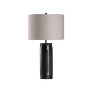 Wildwood Bridgeport Lamp With Travertine Stone Base And Antique Brass Wrap — Sculptural Accent Lighting, 28" Black 61503