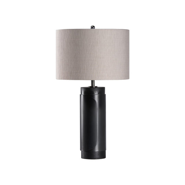 Wildwood Bridgeport Lamp With Travertine Stone Base And Antique Brass Wrap — Sculptural Accent Lighting, 28" Black 61503