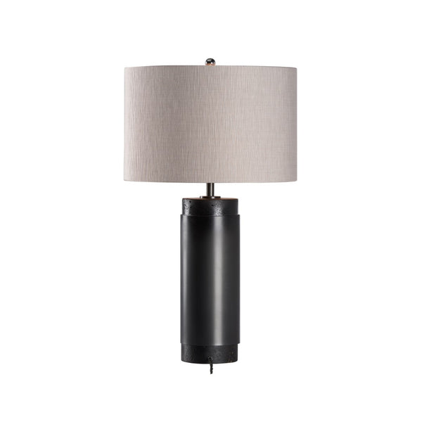 Wildwood Bridgeport Lamp With Travertine Stone Base And Antique Brass Wrap — Sculptural Accent Lighting, 28" Black 61503