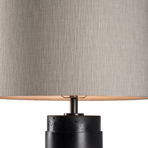 Wildwood Bridgeport Lamp With Travertine Stone Base And Antique Brass Wrap — Sculptural Accent Lighting, 28" Black 61503