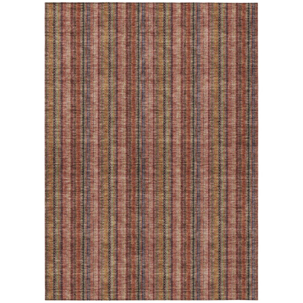 HomeRoots 5' Striped Washable Area Rug in Blush, Burgundy, and Pink – Perfect for Indoor and Outdoor Spaces 5' X 8' 615032