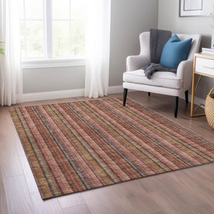 HomeRoots 5' Striped Washable Area Rug in Blush, Burgundy, and Pink – Perfect for Indoor and Outdoor Spaces 5' X 8' 615032