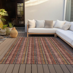 HomeRoots 5' Striped Washable Area Rug in Blush, Burgundy, and Pink – Perfect for Indoor and Outdoor Spaces 5' X 8' 615032