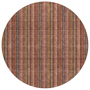 HomeRoots 5' Striped Washable Area Rug in Blush, Burgundy, and Pink – Perfect for Indoor and Outdoor Spaces 8' Round 615033