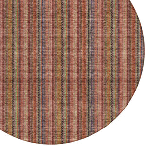 HomeRoots 5' Striped Washable Area Rug in Blush, Burgundy, and Pink – Perfect for Indoor and Outdoor Spaces 8' Round 615033