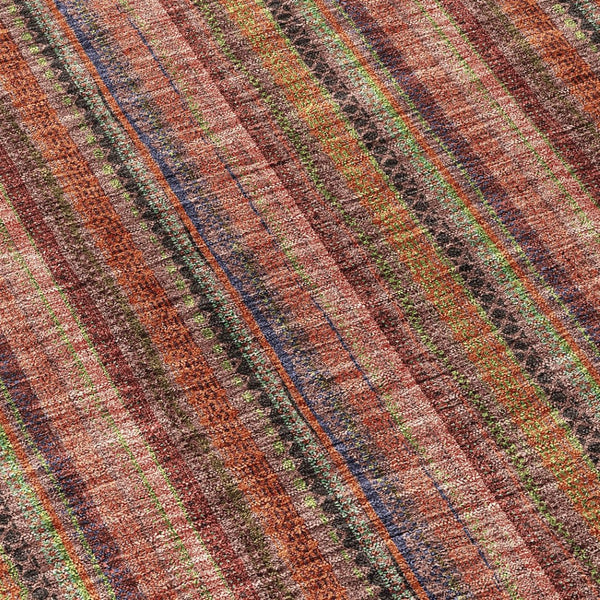 HomeRoots 5' Striped Washable Area Rug in Blush, Burgundy, and Pink – Perfect for Indoor and Outdoor Spaces 8' Round 615033