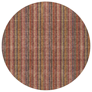 HomeRoots 5' Striped Washable Area Rug in Blush, Burgundy, and Pink – Perfect for Indoor and Outdoor Spaces 8' Round 615033