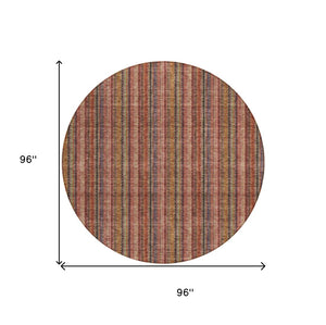 HomeRoots 5' Striped Washable Area Rug in Blush, Burgundy, and Pink – Perfect for Indoor and Outdoor Spaces 8' Round 615033