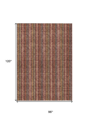 HomeRoots 5' Striped Washable Area Rug in Blush, Burgundy, and Pink – Perfect for Indoor and Outdoor Spaces 8' X 10' 615034