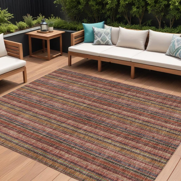HomeRoots 5' Striped Washable Area Rug in Blush, Burgundy, and Pink – Perfect for Indoor and Outdoor Spaces 8' X 10' 615034