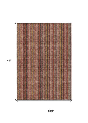 HomeRoots 5' Striped Washable Area Rug in Blush, Burgundy, and Pink – Perfect for Indoor and Outdoor Spaces 9' X 12' 615035