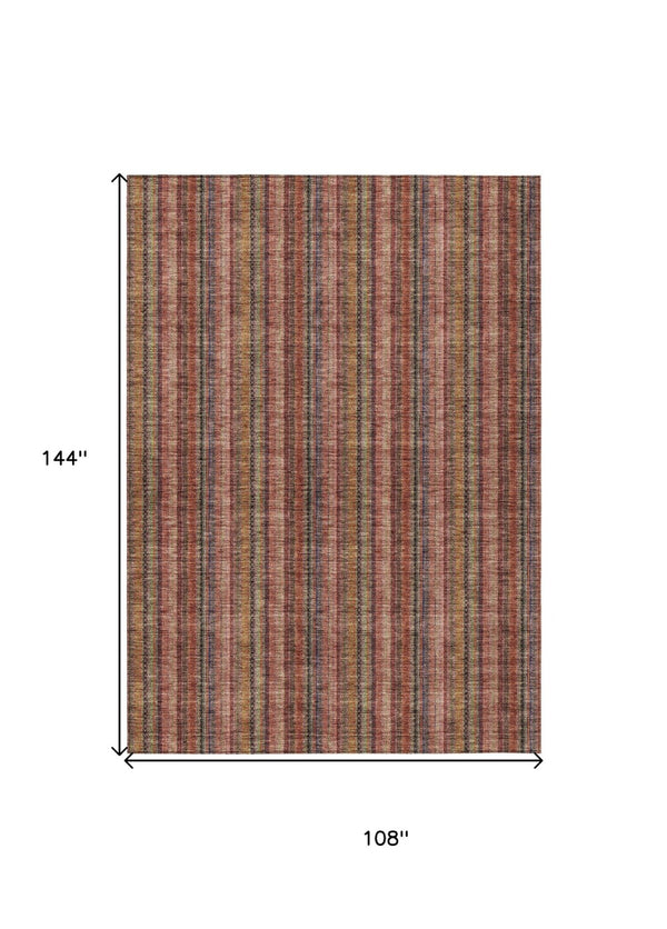 HomeRoots 5' Striped Washable Area Rug in Blush, Burgundy, and Pink – Perfect for Indoor and Outdoor Spaces 9' X 12' 615035