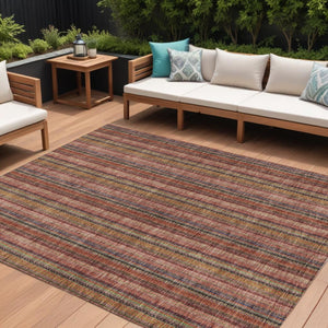 HomeRoots 5' Striped Washable Area Rug in Blush, Burgundy, and Pink – Perfect for Indoor and Outdoor Spaces 9' X 12' 615035