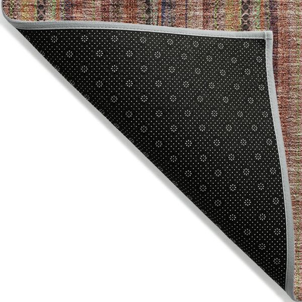 HomeRoots 5' Striped Washable Area Rug in Blush, Burgundy, and Pink – Perfect for Indoor and Outdoor Spaces 9' X 12' 615035