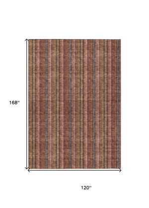 HomeRoots 5' Striped Washable Area Rug in Blush, Burgundy, and Pink – Perfect for Indoor and Outdoor Spaces 10' X 14' 615036