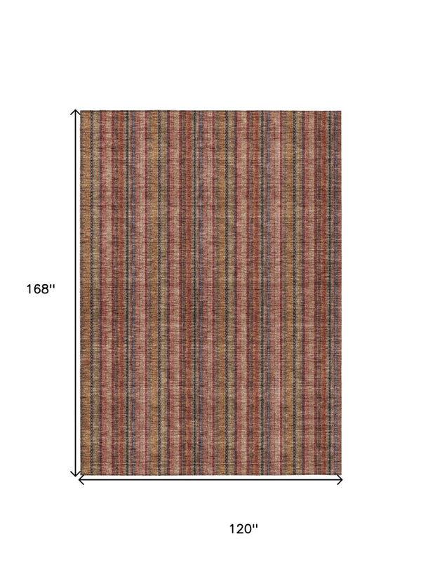 HomeRoots 5' Striped Washable Area Rug in Blush, Burgundy, and Pink – Perfect for Indoor and Outdoor Spaces 10' X 14' 615036