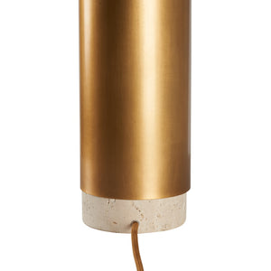 Wildwood Bridgeport Lamp With Travertine Stone Base And Antique Brass Wrap — Sculptural Accent Lighting, 28" White/Cream 61504