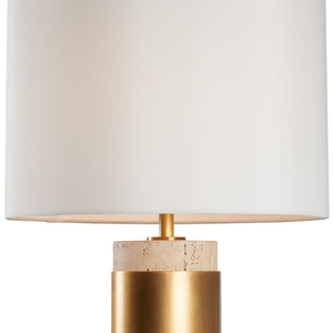 Wildwood Bridgeport Lamp With Travertine Stone Base And Antique Brass Wrap — Sculptural Accent Lighting, 28" White/Cream 61504