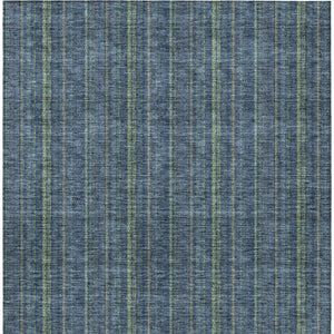 HomeRoots 5' Coastal Charm Striped Area Rug in Denim Blue & Mint Green - Durable, Washable for Indoor/Outdoor Use 8' X 10' 615040