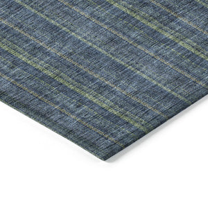 HomeRoots 5' Coastal Charm Striped Area Rug in Denim Blue & Mint Green - Durable, Washable for Indoor/Outdoor Use 8' X 10' 615040