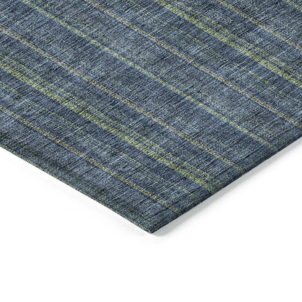 HomeRoots 5' Coastal Charm Striped Area Rug in Denim Blue & Mint Green - Durable, Washable for Indoor/Outdoor Use 8' X 10' 615040