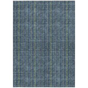 HomeRoots 5' Coastal Charm Striped Area Rug in Denim Blue & Mint Green - Durable, Washable for Indoor/Outdoor Use 9' X 12' 615041