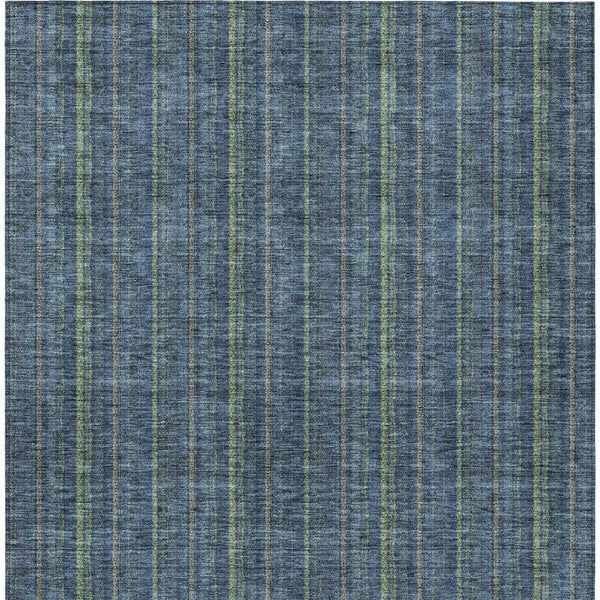 HomeRoots 5' Coastal Charm Striped Area Rug in Denim Blue & Mint Green - Durable, Washable for Indoor/Outdoor Use 10' X 14' 615042