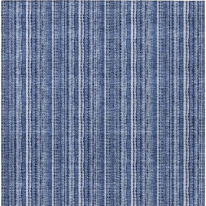 HomeRoots 5' Denim Blue and Ivory Striped Area Rug - Versatile Washable Design for Indoor and Outdoor Spaces 5' X 8' 615044