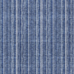 HomeRoots 5' Denim Blue and Ivory Striped Area Rug - Versatile Washable Design for Indoor and Outdoor Spaces 9' X 12' 615047