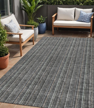 HomeRoots 5' Gray and Silver Striped Washable Area Rug - Durable, Stylish Design for Indoor and Outdoor Spaces 5' X 8' 615050