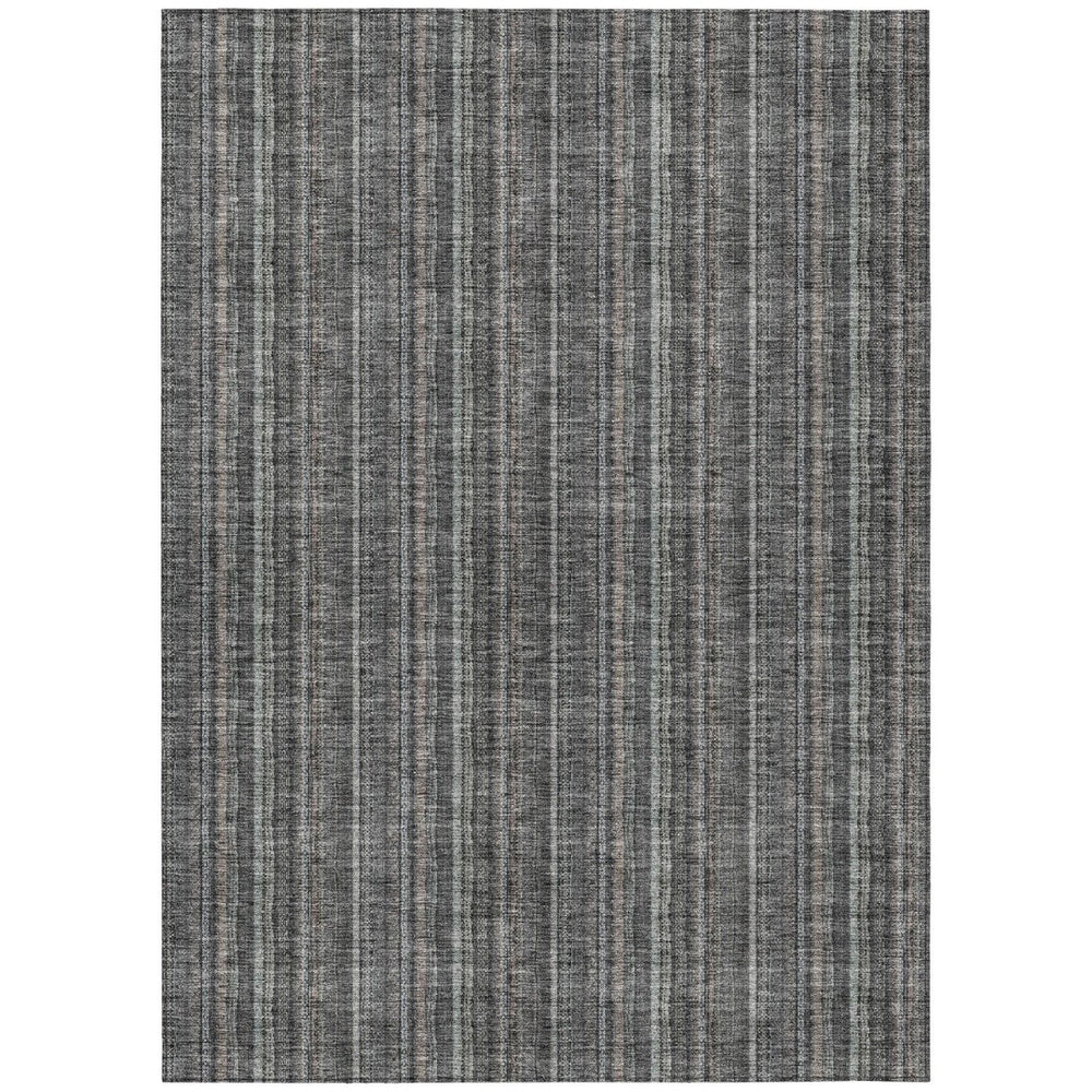 HomeRoots 5' Gray and Silver Striped Washable Area Rug - Durable, Stylish Design for Indoor and Outdoor Spaces 5' X 8' 615050
